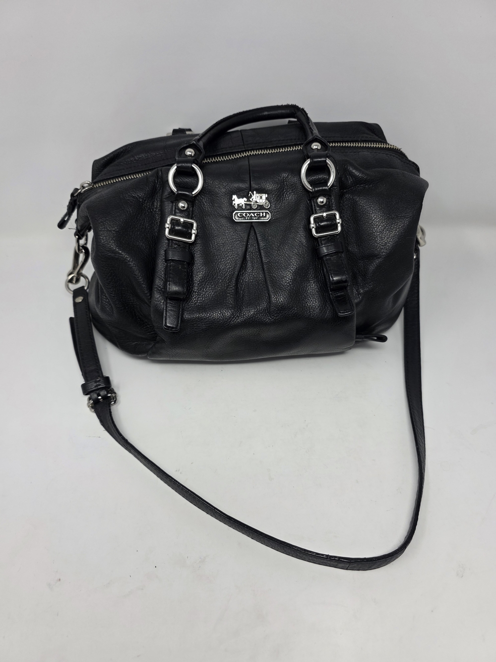 Coach Madison Leather Juliette Satchel 21222 Black Leather Crossbody Bag